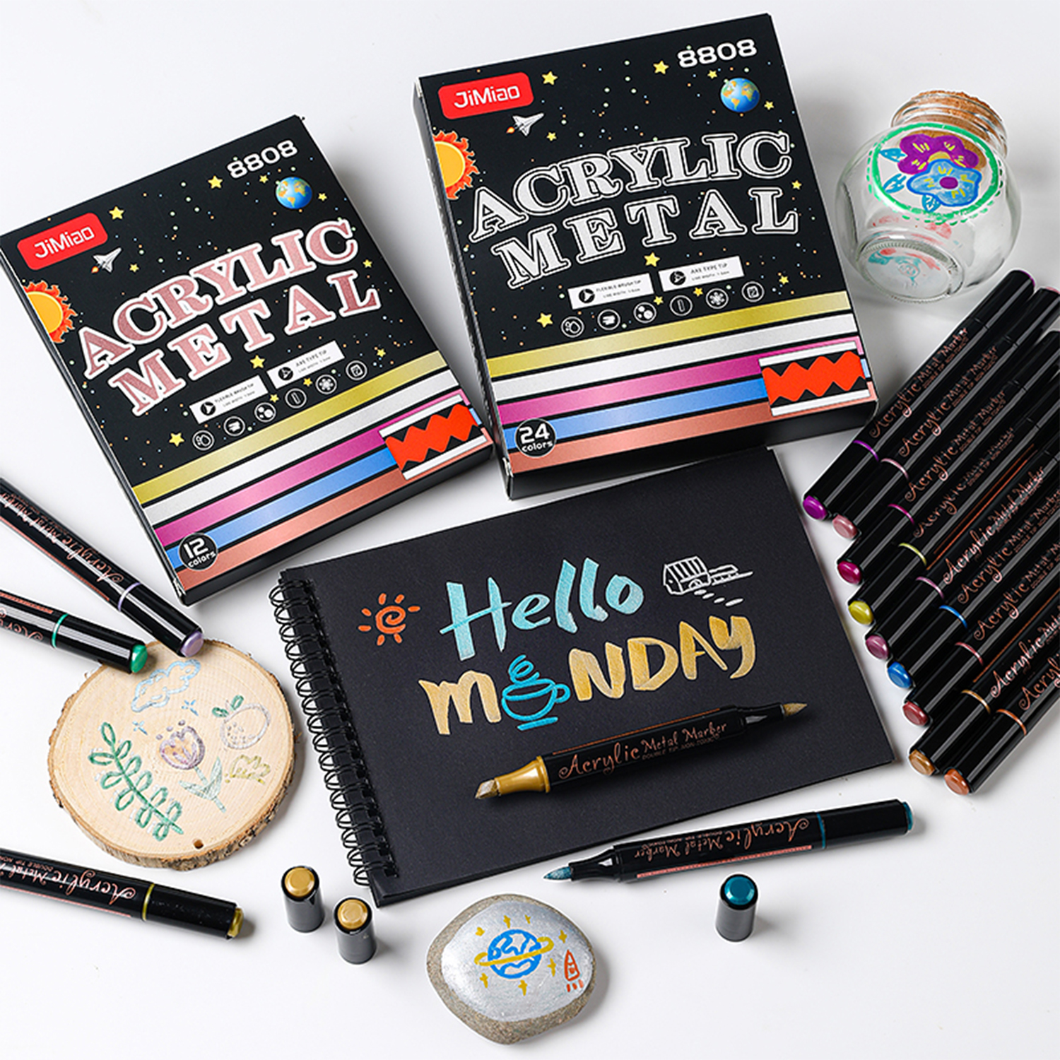 Ideal Stationery & Office Supply - Double-Ended Metallic Acrylic Marker Set with