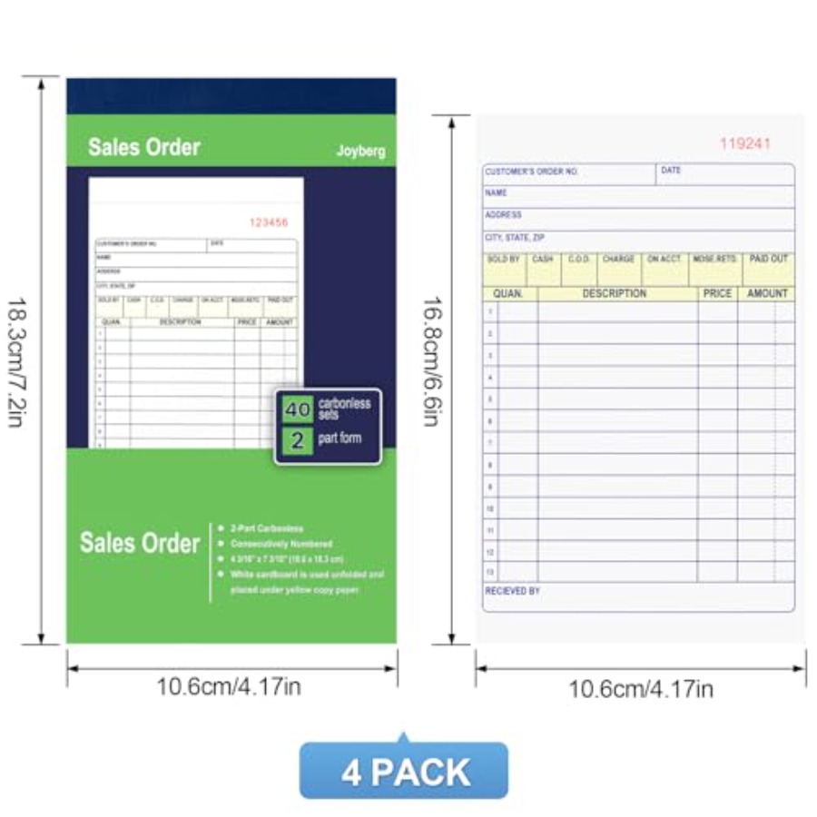 4 Pack Sales Order Book, 4.17i - Carbon Copy Book recension och pris