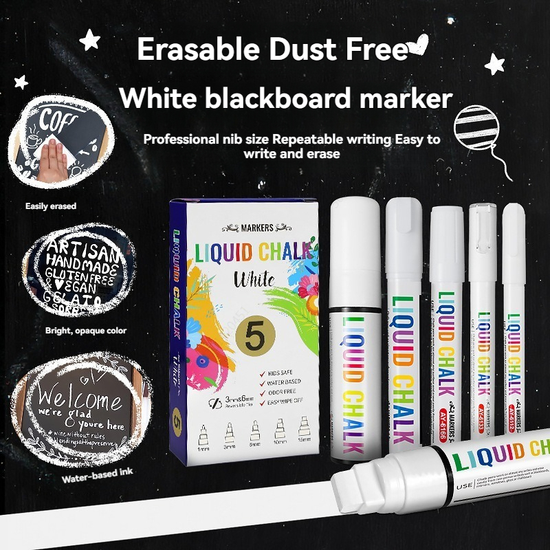 5pcs/set White Chalk Markers L - Correction Fluid White recension och pris