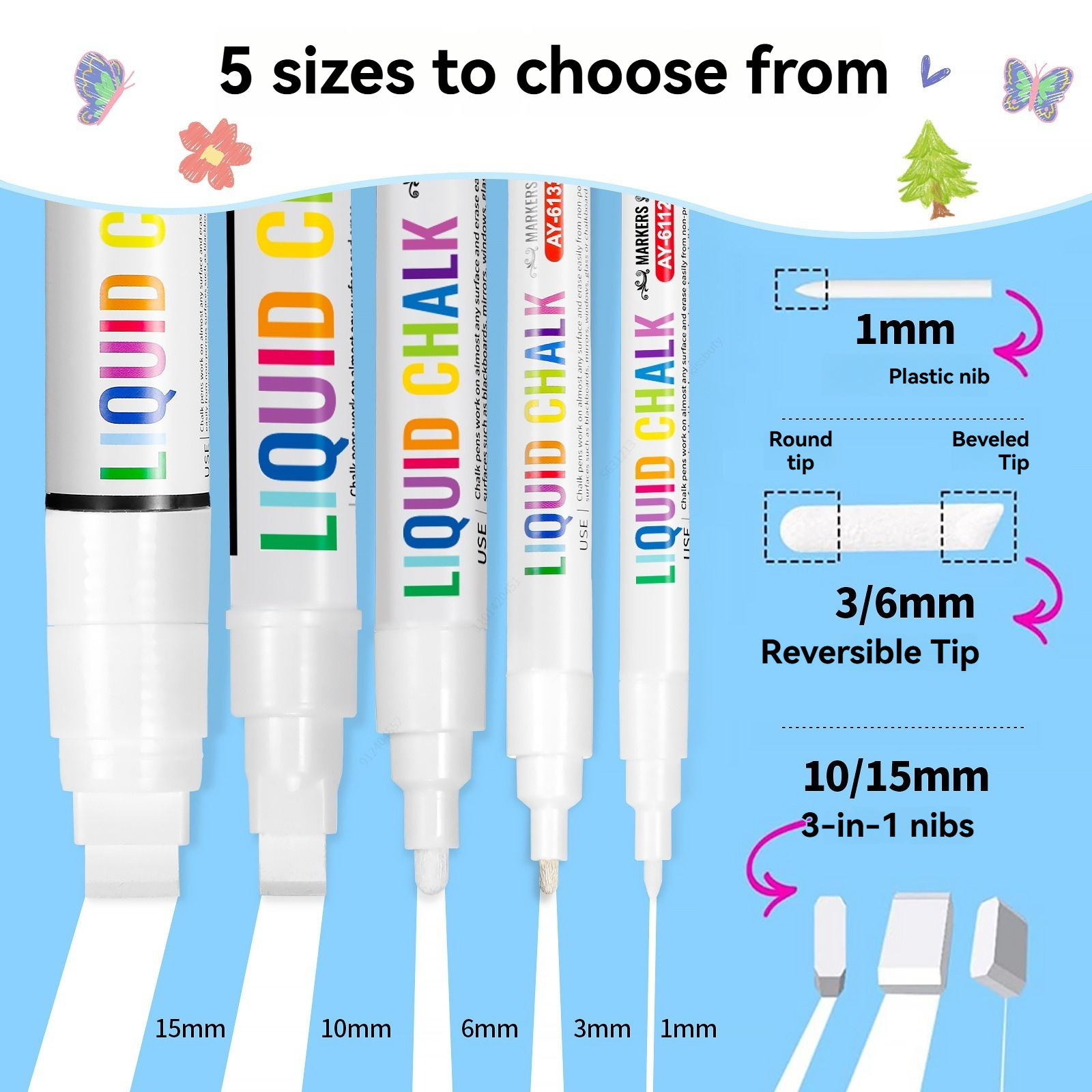 5pcs/set White Chalk Markers L - Correction Fluid White recension och pris
