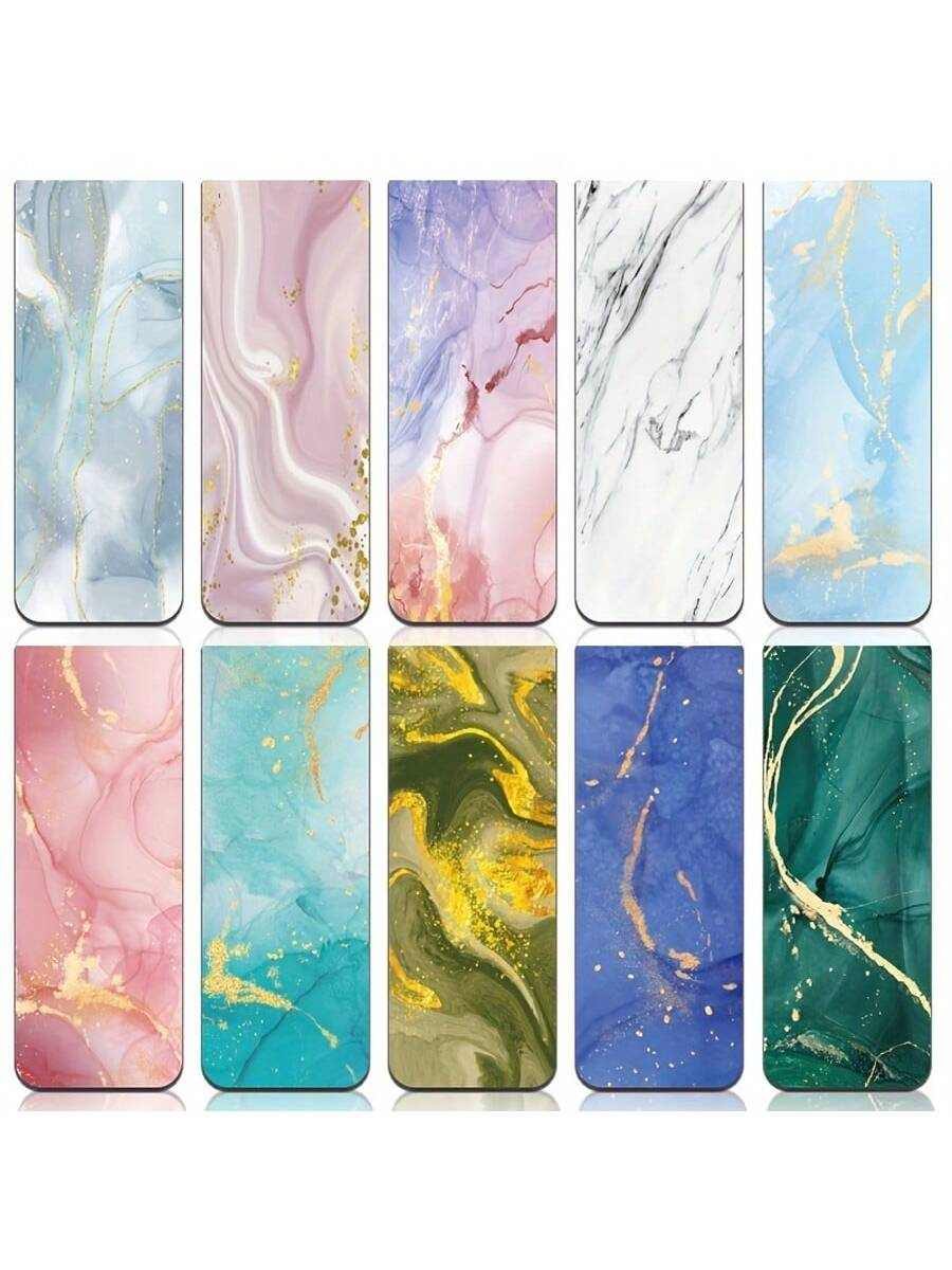 10pcs Assorted Marble Design M - Bookmark Magnetic Clip recension och pris