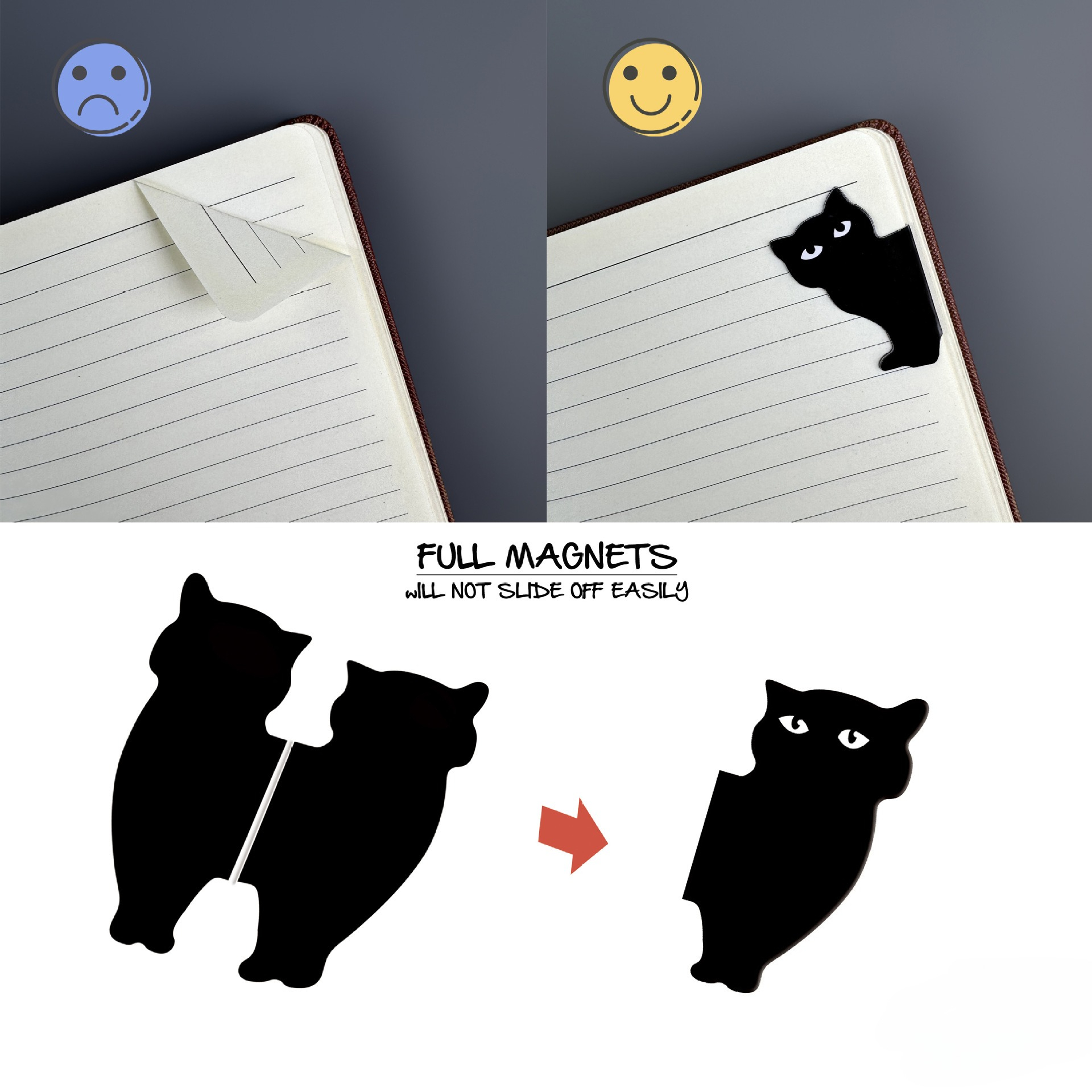 Cute Black Cat Magnetic Bookma - Bookmark Magnetic Clip recension och pris