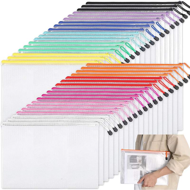 Mesh Zipper Pouch Document Bag - Portfolio Folder Zip recension och pris